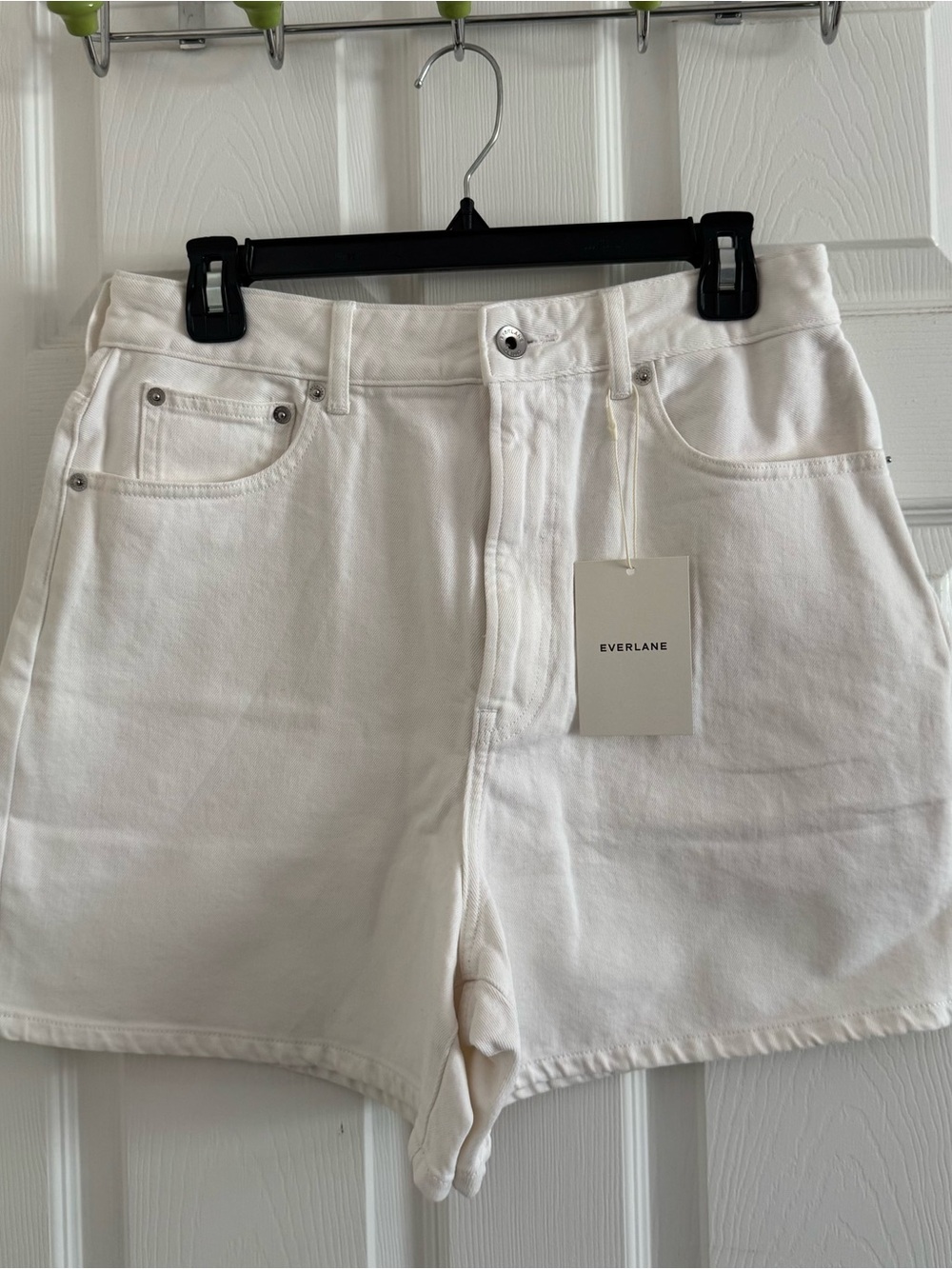 Everlane A-Line White High-Rise Denim Shorts